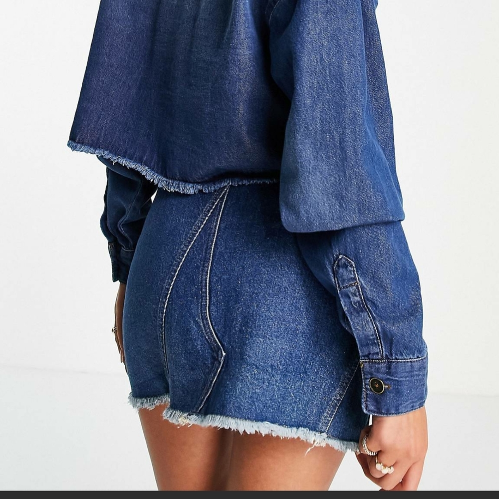 Raw hem Denim shirt - Picture 3 of 5